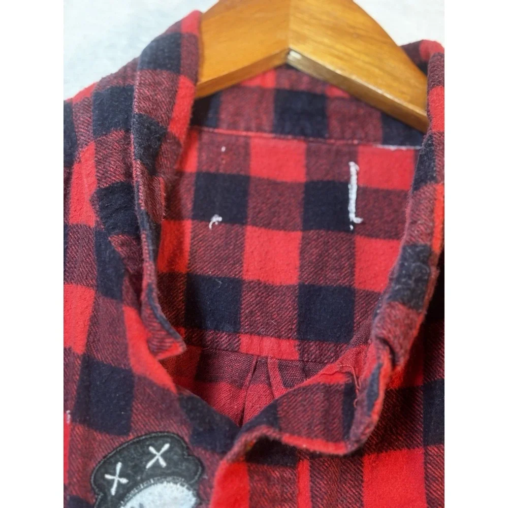 Buffalo Plaid Snowman Flannel 2XL Women's‎ Red Plaid Snow Holiday Embroidered